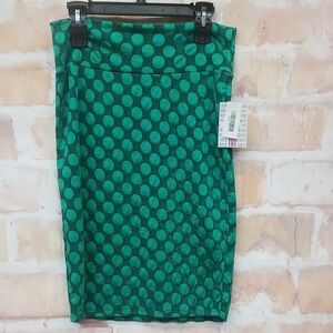 NWT LuLaRoe Size M Teal Polka Dot Pencil Skirt